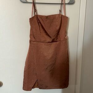 Superdown Gianna Slit Mini Dress in Nude